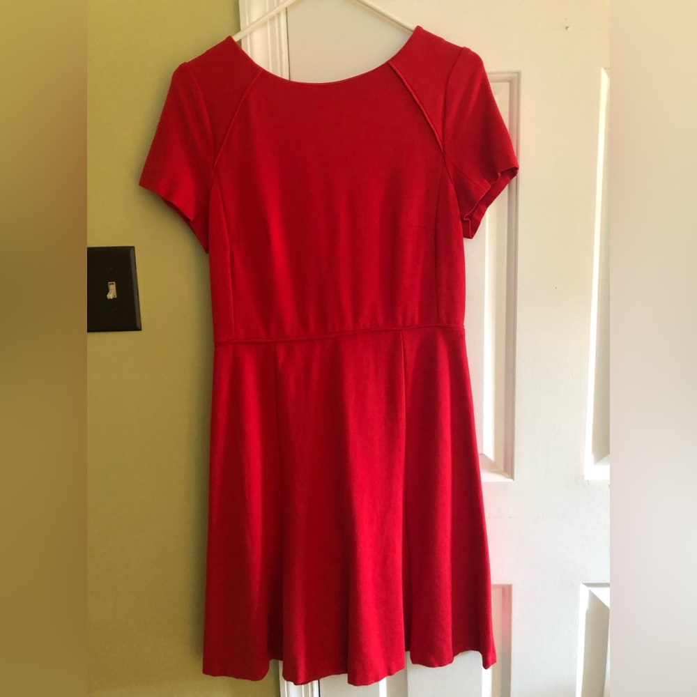 JCrew Factory red short sleeve ponte knit dress
